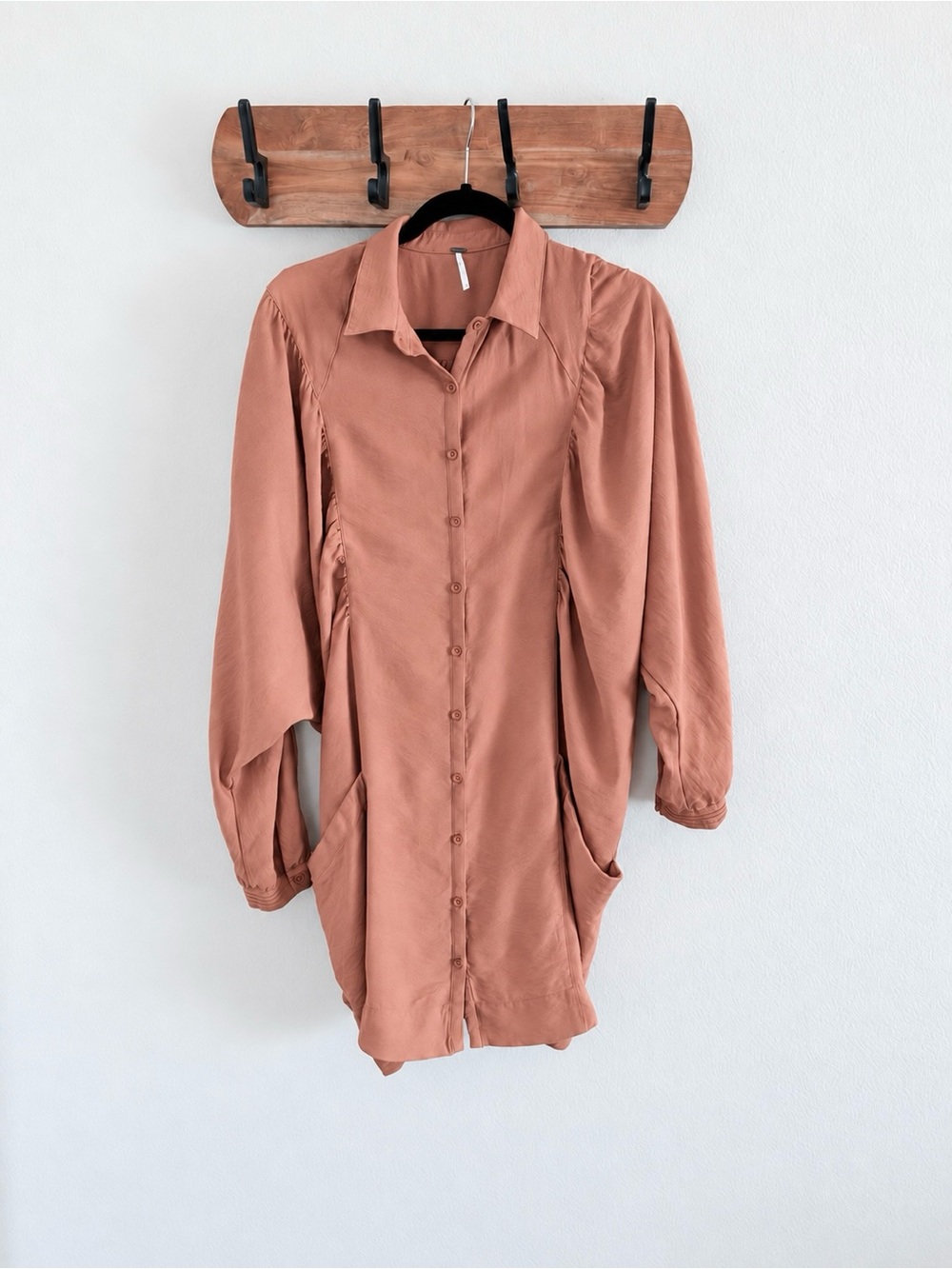 Free People Fade Away Coral Haze Shirt Dress Size Medium